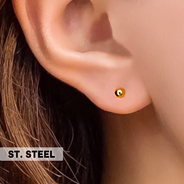 New 3 Mm Ball Stainless Steel Stud Earrings